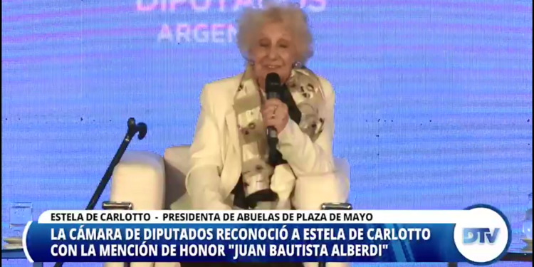 La cámara de Diputados reconoció a Estela De Carlotto con la mención de honor “Juan Bautista Alberdi”