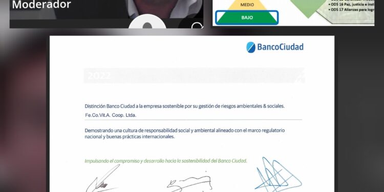 Sostenibilidad – Banco Ciudad: Distinción a FECOVITA por su gestión de riesgos ambientales y sociales