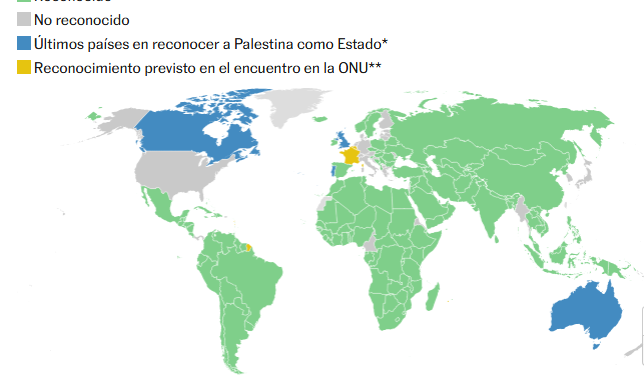 Un nuevo grupo de países reconocerá oficialmente el Estado palestino en la 80ª sesión de la Asamblea General, que se celebra esta semana en Nueva York